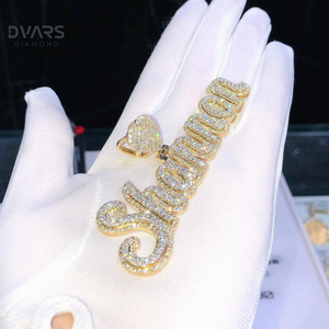 จี้ตัวอักษรโมอิสซาไนต์แบบกำหนดเอง VVS เงินแท้ 925 ชุบโรเดียม/ทองคำ หรูหรา ได้รับการรับรอง จี้ชื่อแบบเขียนลายมือสไตล์ฮิปฮอป - Product Image 5