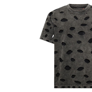 เสื้อยืดคอกลมแขนสั้นสีดำทรงโอเวอร์ไซส์สำหรับผู้ชาย ลายเรียบ ผ้าแคนวาสคอตตอน 100% แห้งเร็ว สไตล์ลำลองแนวสตรีท - Product Image 4