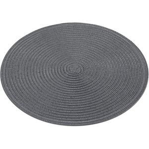 Set di 6 tovagliette rotonde da 15 pollici, lavabili, in cotone e poliestere, intrecciate, per la tavola, colore carbone - Product Image 2