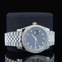 Qualité VVS1 pour Moissanite de qualité diamant, ensemble serti à la main pour montres de luxe, en acier noir, caractéristiques personnalisables, tailles variées