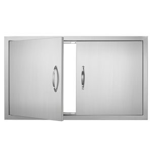 Maniglie a muro verticali a filo per porta da cucina esterna in acciaio inossidabile, 36W x 21H pollici, per porta di accesso BBQ e categoria portaoggetti - Product Image 1
