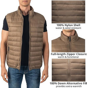 Chaleco Deportivo para Hombre, Chaqueta sin Mangas, Relleno de Poliéster, Cierre de un Botón, Nylon, Impermeable, Transpirable, con Parches de Lona, Estilo Casual - Product Image 4