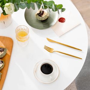 Tavolo da Pranzo Rotondo Moderno Tulip da 32 Pollici con Piano in MDF e Set di 1 Sedia Contemporanea - Product Image 6