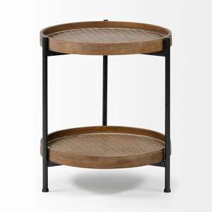 โต๊ะข้างเตียงเหล็กหน้าไม้สไตล์โบราณ สำหรับห้องนั่งเล่น ห้องนอน ของตกแต่งบ้าน เฟอร์นิเจอร์งานแฮนด์เมด ดีไซน์คุณภาพพรีเมียม - Product Image 1