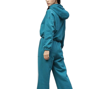 Conjunto deportivo de dos piezas para mujer, sudadera con capucha de forro polar y pantalones de chándal, manga larga, informal, para gimnasio, entrenamiento y deporte. - Product Image 3
