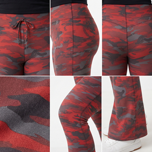 Drawstring Waist Camo Printed <b>Flare</b> Pants Women's Plus Size Yoga Compression Pants <b>Flare</b> Leg Gym <b>Leggings</b> Camo Polyester Tights - Product Image 6