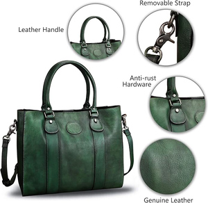 Bolso de Mano al por Mayor para Mujer, Elegante y a la Moda, Bolso de Hombro Personalizado OEM, Bolso Tote de Cuero Vacuno Genuino para Dama - Product Image 3