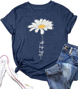 T-shirt imprimé graphique tendance pour femmes, tee-shirt en coton décontracté, toucher doux et confortable, tenue élégante pour tous les jours, tenue d'été pour femmes - Product Image 3