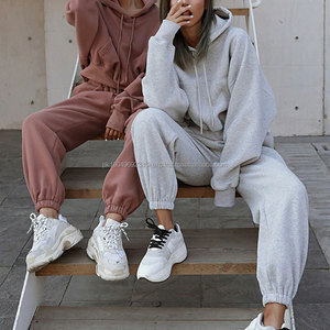 Sudaderas con Capucha de Algodón Estilo 2022 para Mujer, Color Puro, Conjunto de Sudaderas Cortas con Cuello Redondo para Mujer - Product Image 3