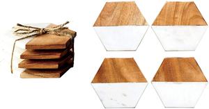 Handcrafted Geometric White <b>Marble</b> <b>Coasters</b> Latest <b>Marble</b> Wood Design New Model United Trade World Kitchen Table Slate Material - Product Image 4