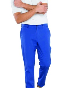 Pantalones Chinos Formales de Lona Cumbre Sports, los Más Populares, de Cintura Alta, Cómodos, Teñidos con Hilo, Azules, de Pierna Recta, Transpirables - Product Image 1