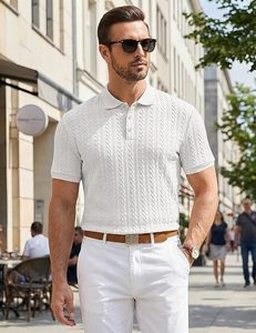 Camisa Polo Casual Aero Knit para Hombre, Texturizada, de Manga Corta, Elástica, para Golf, Vacaciones de Verano, Playa, con Cuello - Product Image 3