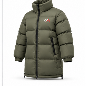 Hot Selling Article <b>Men's</b> Long Puffer Jacket Olive Green Windproof Heavyweight Stand Collar <b>Winter</b> <b>Parka</b> <b>Coat</b> Factory OEM - Product Image 5