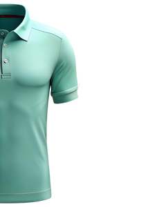 Polo pour homme vert menthe à manches courtes en coton doux et respirant, design uni élégant, adapté pour les occasions décontractées et le bureau - Product Image 5