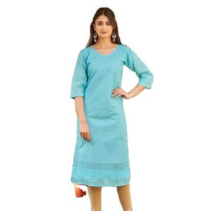 Pesado pollo algodón Kurtis vestido largo estilo - Product Image 1