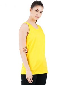 Débardeur jaune sans manches pour femme, col rond, tricoté, respirant, couleur unie, tenue de sport décontractée - Product Image 5