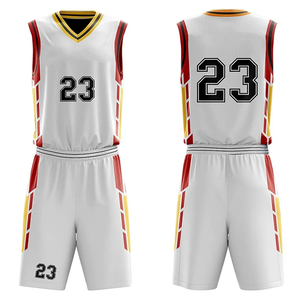 Ensemble maillot et short de basketball imprimés sur mesure, haute qualité, faible MOQ, logo personnalisé, 100 % polyester, taille élastique - Product Image 1