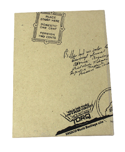 Carnet de style professionnel à couverture rigide, avec motifs de timbres postaux anciens et d'oiseaux multicolores, imprimé sur papier de jute, idéal pour un cadeau - Product Image 4