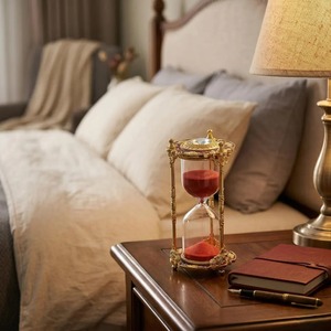 Lavish Gold And Blue Crystal Detailing Glass <b>Sand</b> <b>Timer</b> Luxury Decor And Gifting Hourglass Display Handcrafted From India - Product Image 5