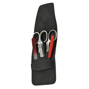 Professional <b>Nail</b> <b>Kit</b> With Stainless Steel Clipper Scissor Tweezers In Black PU Leather Pouch Portable Manicure Set - Product Image 1