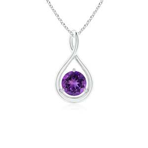Rhaya Jewels – pendentif solitaire en argent sterling plaqué rhodium pour femme, fait main, minimaliste, avec améthyste, breloque en pierre précieuse violette - Product Image 1