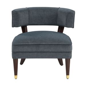 Poltrona in Legno Massello con Stile Elegante, Rivestimento in Velluto Grigio Scuro e Schienale a Botte, Arredamento di Lusso per Soggiorno - 1 Pezzo - Product Image 2