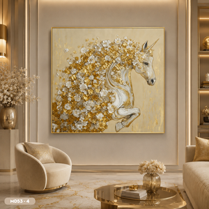 Peinture sur miroir personnalisée de chevaux au galop HALO de haute qualité, peinte à la main avec des détails fins, décoration murale artisanale, origine Vietnam - Product Image 3