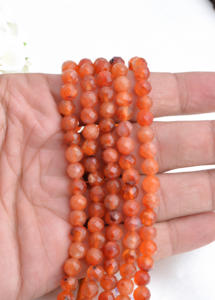 Cuentas facetadas de cornalina natural africana de 6 mm, 1 hebra de cuentas de piedras preciosas naturales para la elaboración de joyería fina. - Product Image 4