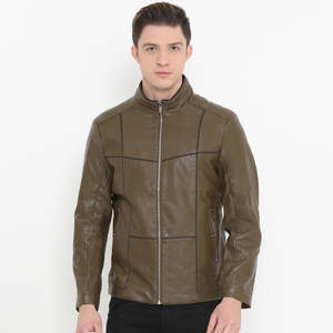 Chaqueta de Cuero para Hombre, Elegante y con Diseño Limpio, Impermeable y Transpirable, Corte Relajado para Atuendos Diarios y Estilo Moderno - Product Image 1