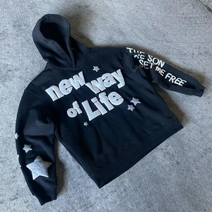 Sweat-shirt à capuche streetwear noir 2026 avec imprimé graphique inspirant sur la foi, unisexe, coupe oversize, personnalisable, vente en gros - Product Image 3