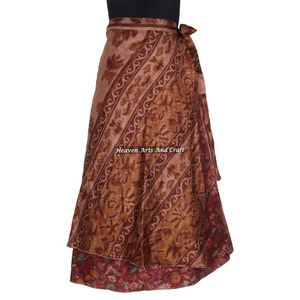 100 façons de porter un foulard magique en soie vintage indienne de 38 pouces, 2 couches, réversible, pour sari, jupe longue ou écharpe enveloppante - Product Image 3