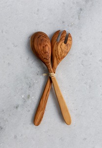 Cuillère en bois écologique, faite à la main, finition rustique, pour servir des salades, pour la cuisine, la table à manger, sans danger pour les aliments, naturelle, décorative pour la maison - Product Image 6