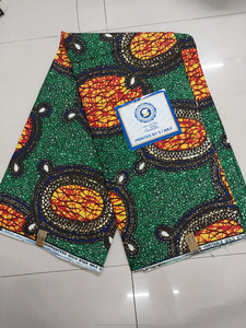 Green <b>Orange</b> Luxury African Wax Print Ankara Fabric Geometric Circle Pattern for <b>Women</b> Dressmaking - Product Image 1