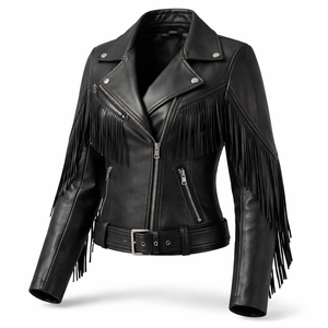 Factory Direct Womens Leather <b>Jacket</b> with <b>Fringe</b> for Wholesale - OEM Custom Options from Manufacturer - Product Image 3