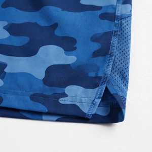 Shorts de bain pour homme en polyester léger, camouflage bleu, séchage rapide, taille élastique avec cordon de serrage - Product Image 3