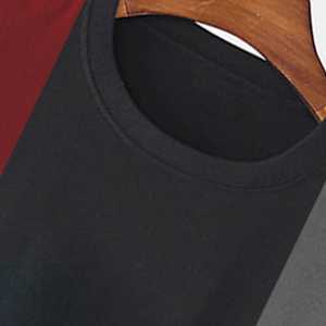 Camiseta de Hombre con Bloques de Color, Manga Corta, Cuello Redondo, Corte Regular, Diseño Sólido Informal, Tejido de Punto - Product Image 4