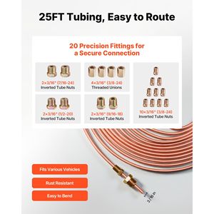 Kit di Riparazione Tubi Freno ABARTH 3/16" con Attrezzo per Svasatura Doppia e Singola a 45°, Tubo Freno Rivestito in Rame da 25FT (16F) - Product Image 3