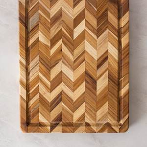 Classic Wooden Rectangle Chopping Block With Herringbone Pattern Anti Slip Feature Dishwasher Safe Single Piece Package <b>Board</b> - Product Image 1