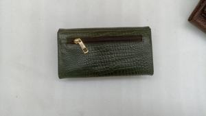 Pochette en cuir véritable pour femme, imprimé crocodile, fermeture à bouton, porte-monnaie tendance, portefeuille grande capacité, coton - Product Image 4