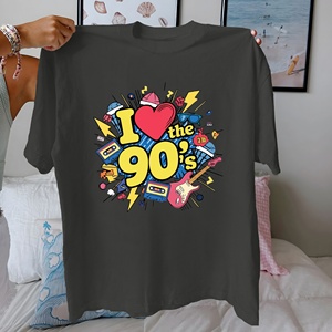 Camiseta de Mujer de Algodón 100% Tejido Estampado Casual Estilo Años 90, Corte Regular, Cuello Redondo, Manga Corta, Tela de 180g - Product Image 4