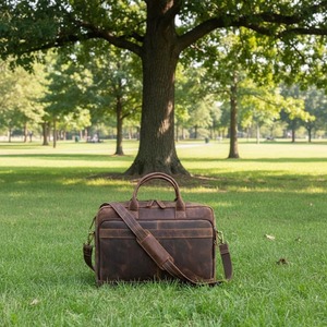 Bolso Mensajero para Portátil de Cuero Genuino, Ligero, Ecológico, Moderno y Vintage, de Alta Calidad, Tipo Bandolera, para Negocios - Product Image 3