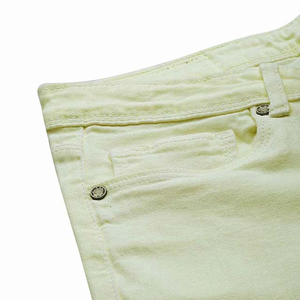 Jean droit taille haute respirant et extensible pour femme, couleur unie, coupe droite, avec poches et fermeture éclair, en denim de coton - Product Image 6