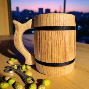 Chope à bière en bois personnalisée avec insert en acier inoxydable, chope en bois faite à la main, cadeau pour homme, cadeau rustique pour les amateurs de bière - Product Image 5