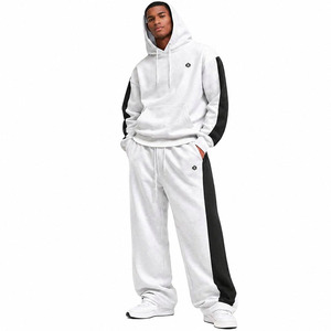 Ensembles de sweats à capuche personnalisés à blocs de couleur pour hommes, en molleton de coton épais, coupe décontractée, style streetwear, vente en gros - Product Image 1