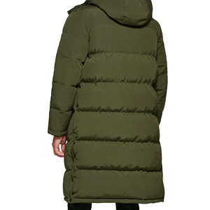 Men's Long Down Puffer Jacket With Hood Windproof Casual <b>Winter</b> <b>Coat</b> Olive Green <b>Thick</b> Polyester Shell Button Closure - Product Image 4