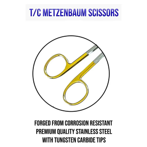 Tijeras de disección Metzenbaum TC premium con puntas curvas y romas, con incrustaciones de carburo de tungsteno, tijeras de disección Metzenbaum TC CE - Product Image 3