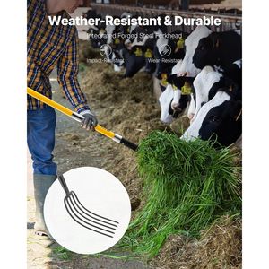 Forca da Giardinaggio a 5 Denti Rinforzata con Manico in Fibra di Vetro 57, Forca da Giardinaggio con Impugnatura a Y in Acciaio Forgiato per Scavare in Giardino - Product Image 2