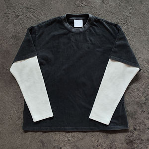 T-shirt à manches longues pour femme de haute qualité, sur mesure, OEM, taille plus, 100% coton, t-shirt à manches longues unisexe pour homme, blanc - Product Image 3