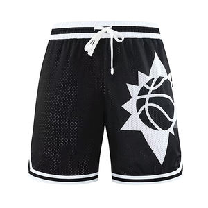 Pantalones Cortos Deportivos Transpirables de Malla Color Negro Brad con Estampado de Llamas, Cierre con Cordón, Cómodos, de Secado Rápido, Talla Grande, Sublimados - Product Image 2