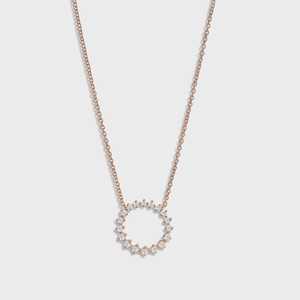 Collares con Colgante de Círculo Abierto de Diamantes, Redondos, Cultivados en Laboratorio, Cadena de Oro Sólido de 14K y 18K, 16 y 18 Pulgadas, Joyería Fina Delicada para Uso Diario - Product Image 5